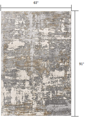 5' X 8' Beige And Gray Distressed Area Rug