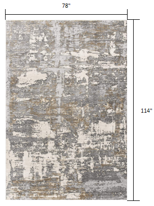 5' X 8' Beige And Gray Distressed Area Rug