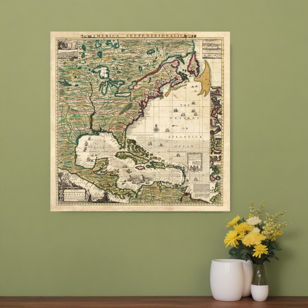 Vintage 1771 Map Of North America Unframed Print Wall Art