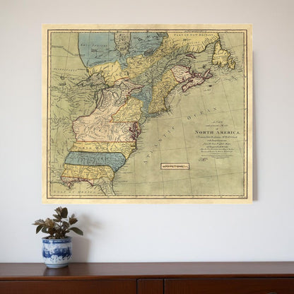 Vintage 1652 Map Of Early North America Unframed Print Wall Art