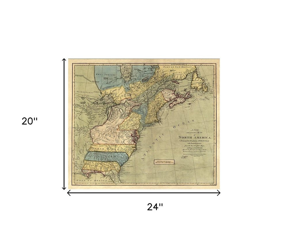 Vintage 1652 Map Of Early North America Unframed Print Wall Art