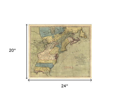 Vintage 1771 Map Of North America Unframed Print Wall Art