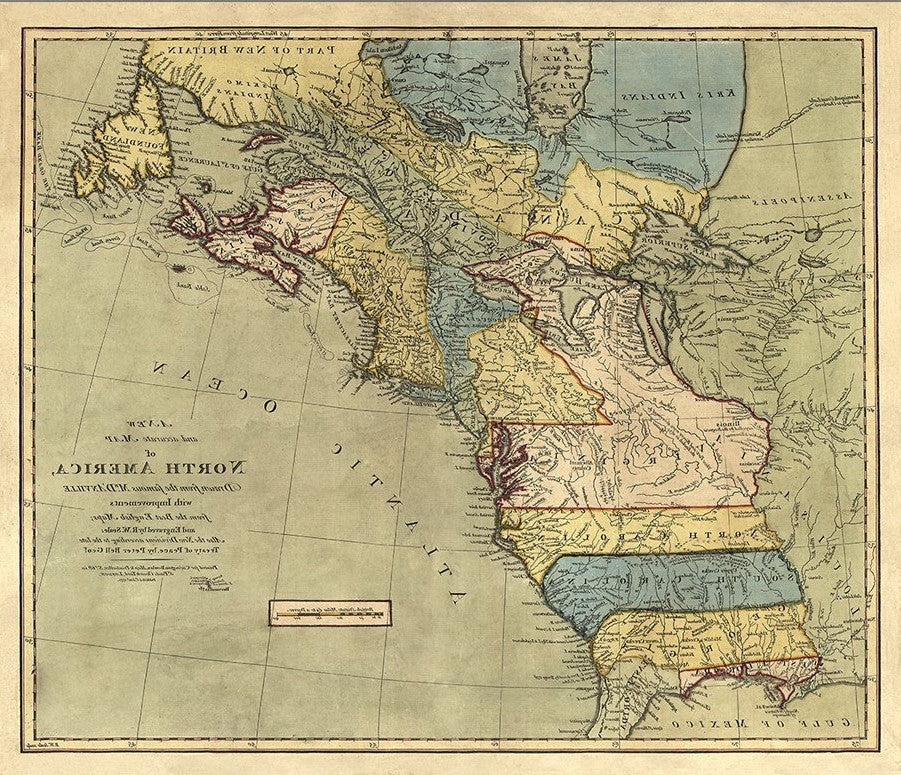 Vintage 1652 Map Of Early North America Unframed Print Wall Art