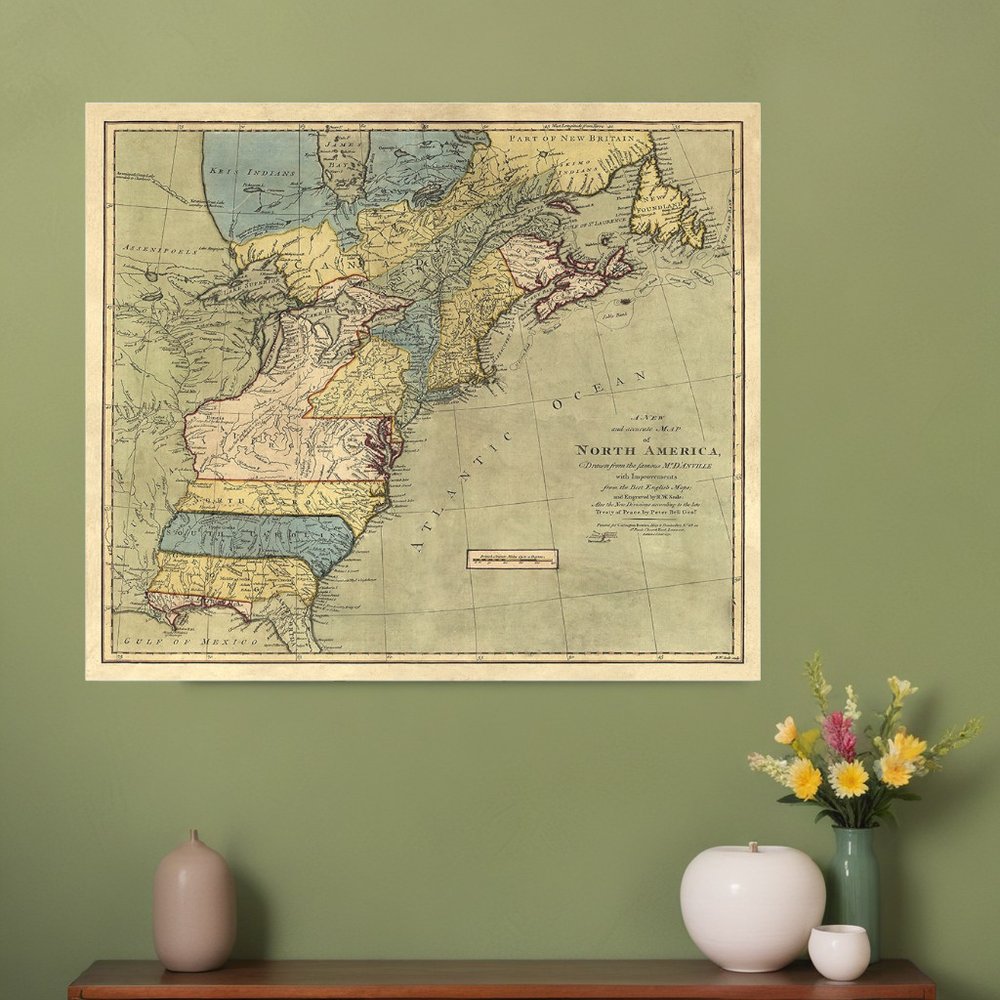Vintage 1652 Map Of Early North America Unframed Print Wall Art