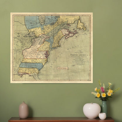 Vintage 1652 Map Of Early North America Unframed Print Wall Art