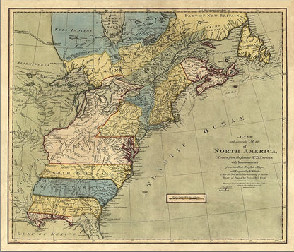 Vintage 1652 Map Of Early North America Unframed Print Wall Art