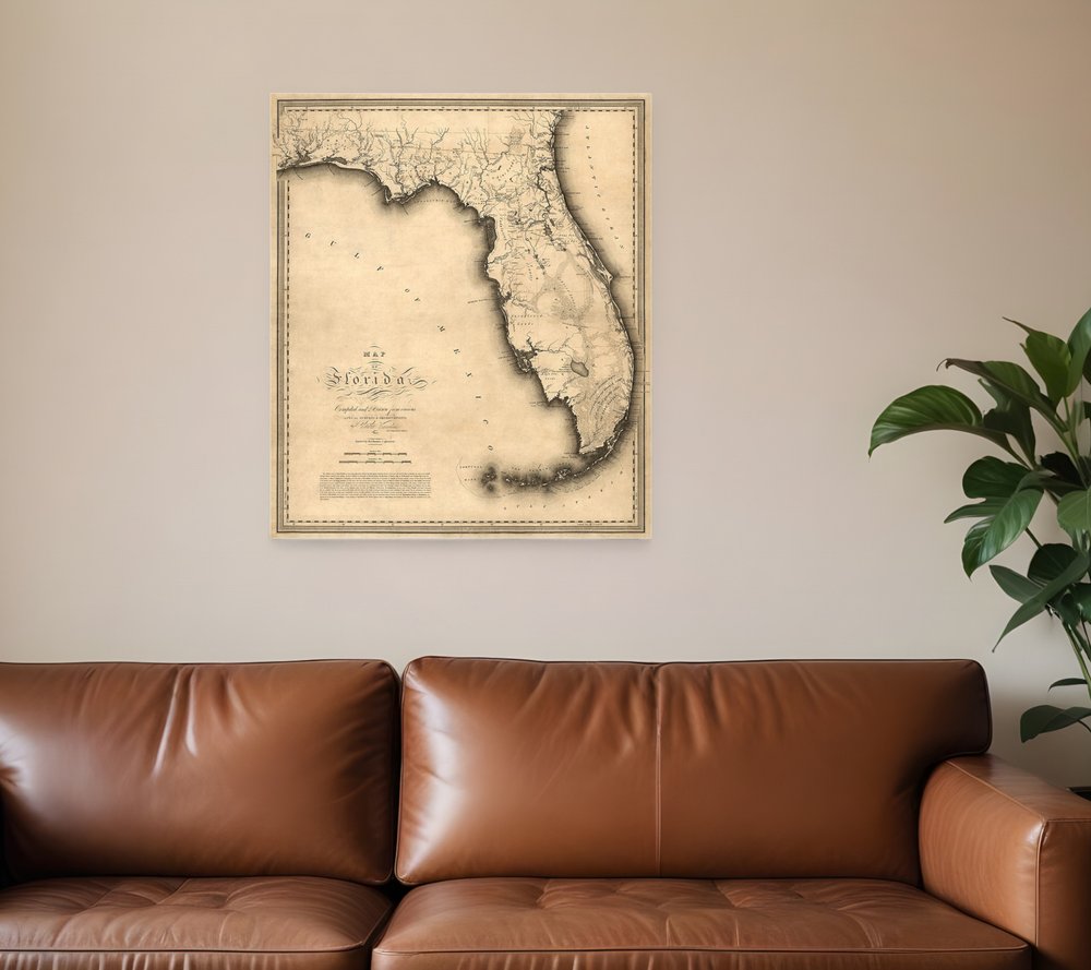 16" X 20" C1823 Early Map Of Florida  Vintage  Poster Wall Art