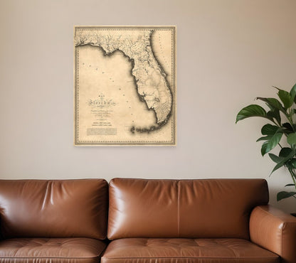 16" X 20" C1823 Early Map Of Florida  Vintage  Poster Wall Art