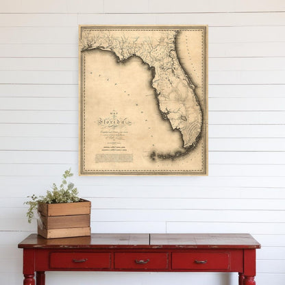 16" X 20" C1823 Early Map Of Florida  Vintage  Poster Wall Art