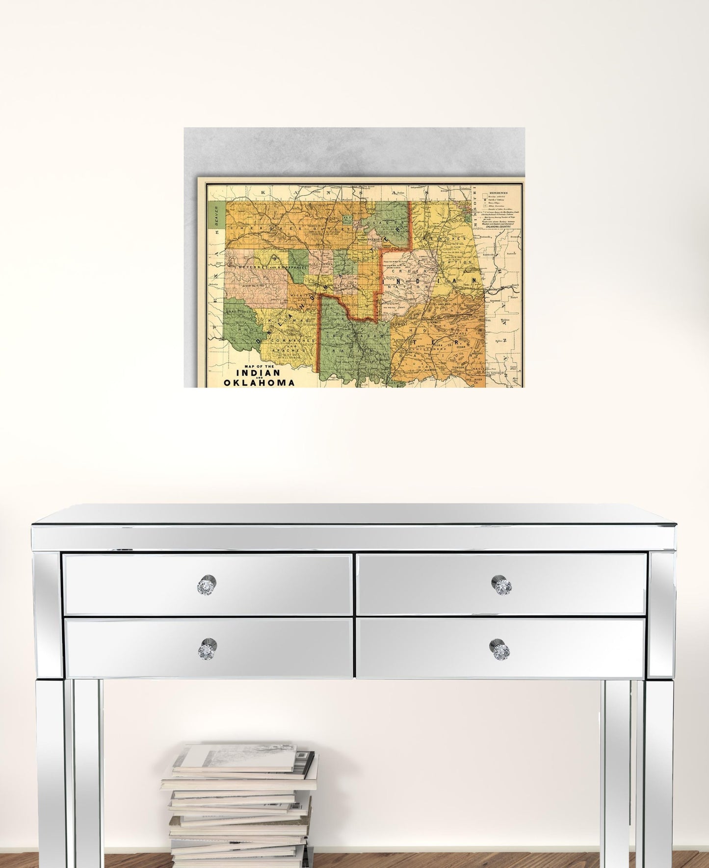 24" X 32" Map Of Indian And Oklahoma Territories Vintage Poster Wall Art