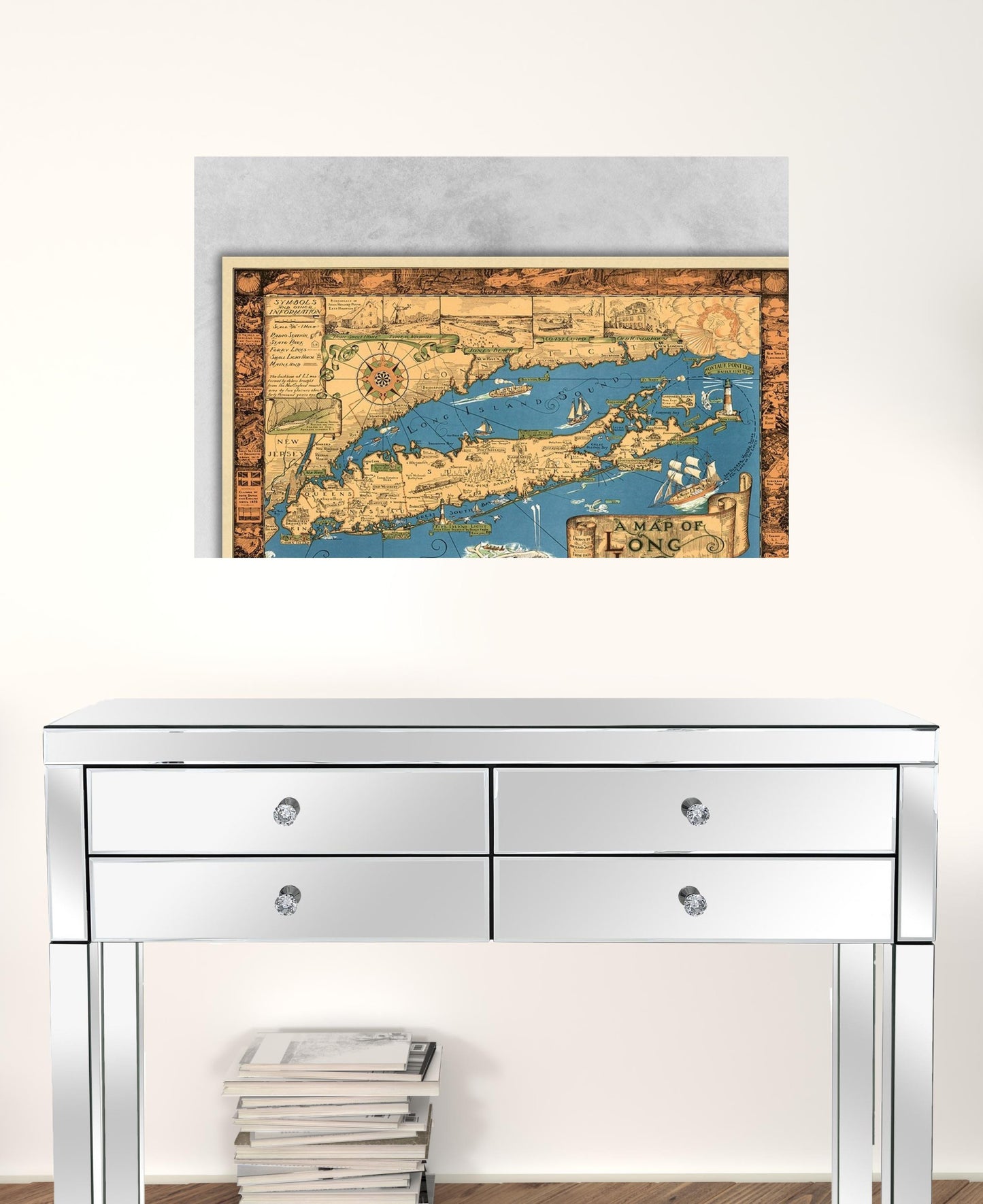 Vintage 1933 Map Of Long Island Unframed Print Wall Art