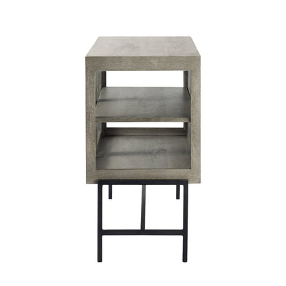 38" White Solid Wood Sideboard with Two Glass Doors