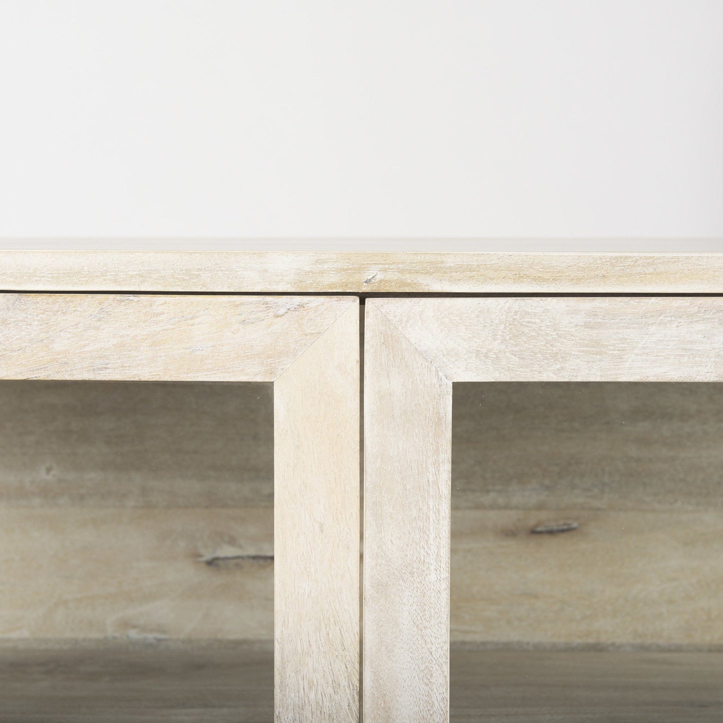 38" Gray Solid Wood Sideboard with Two Glass Doors