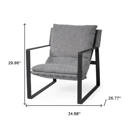35" Gray and Black Fabric Lounge Chair