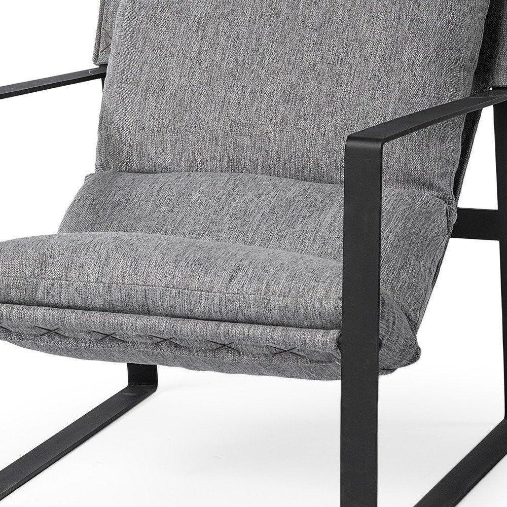 35" Gray and Black Fabric Wingback Chair