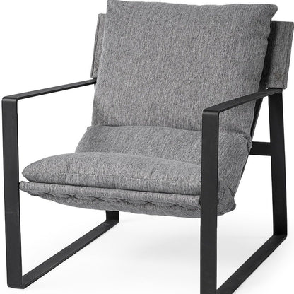 35" Gray and Black Fabric Wingback Chair
