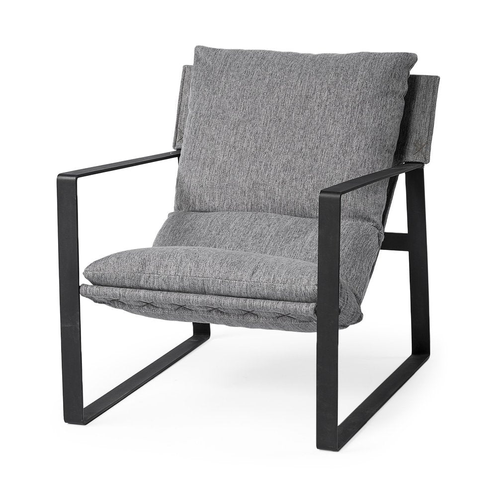 35" Gray and Black Fabric Wingback Chair