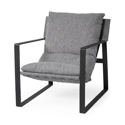 35" Gray and Black Fabric Lounge Chair