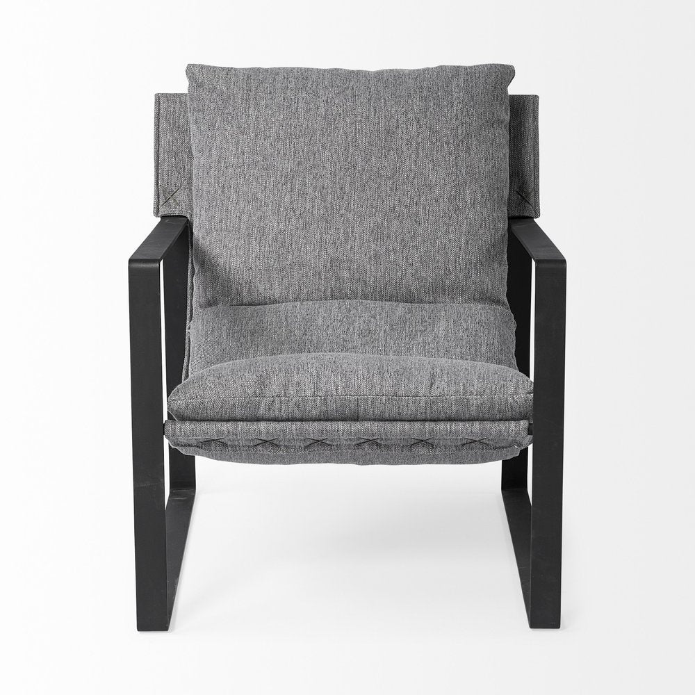 35" Gray and Black Fabric Lounge Chair