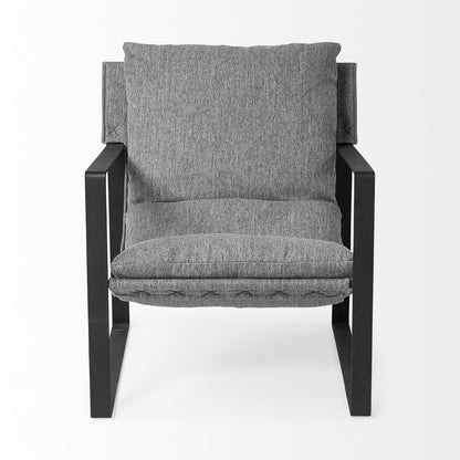 35" Gray and Black Fabric Lounge Chair