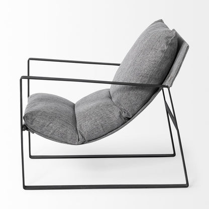 35" Gray and Black Fabric Lounge Chair