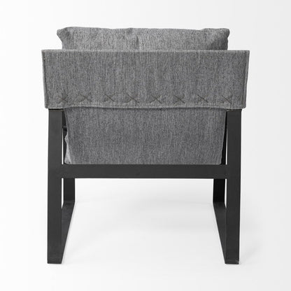 35" Gray and Black Fabric Lounge Chair