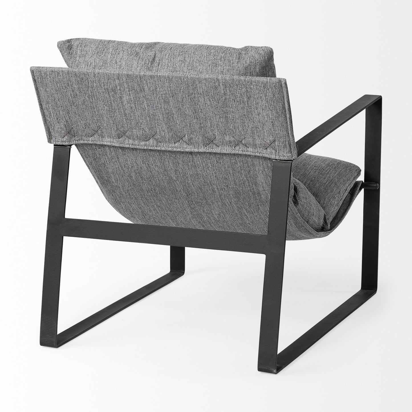 35" Gray And Black Fabric Lounge Chair