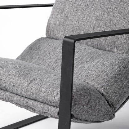 35" Gray and Black Fabric Wingback Chair