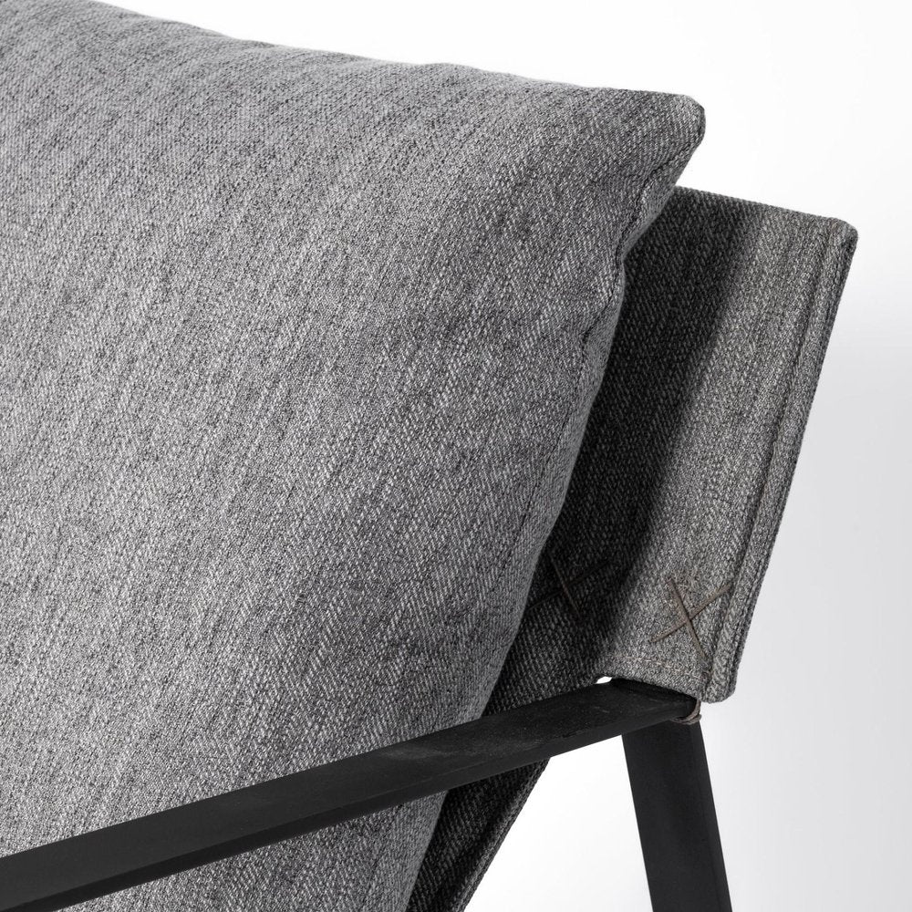 35" Gray and Black Fabric Wingback Chair