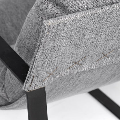 35" Gray and Black Fabric Lounge Chair