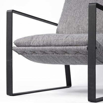35" Gray and Black Fabric Wingback Chair