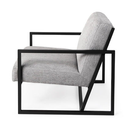 33" Gray and Black Fabric Wingback Chair