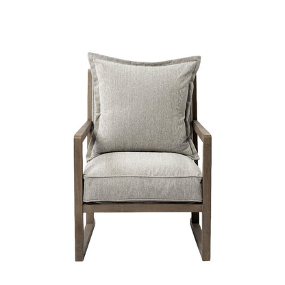 32" Ash Gray and Brown Fabric Arm Chair