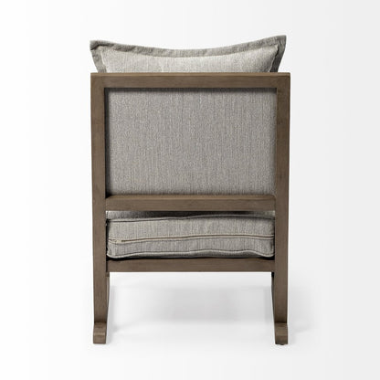 32" Ash Gray and Brown Fabric Arm Chair
