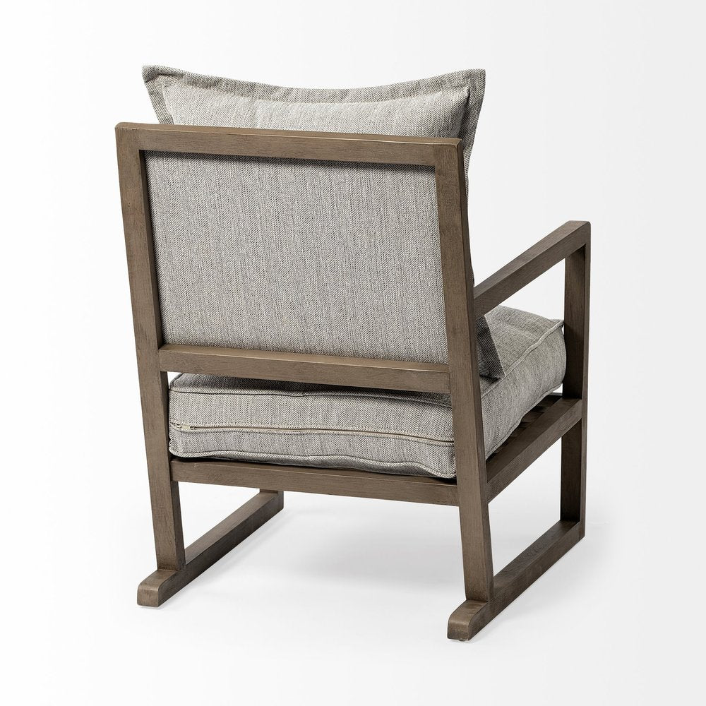 32-inch ash gray and brown fabric arm chair.
