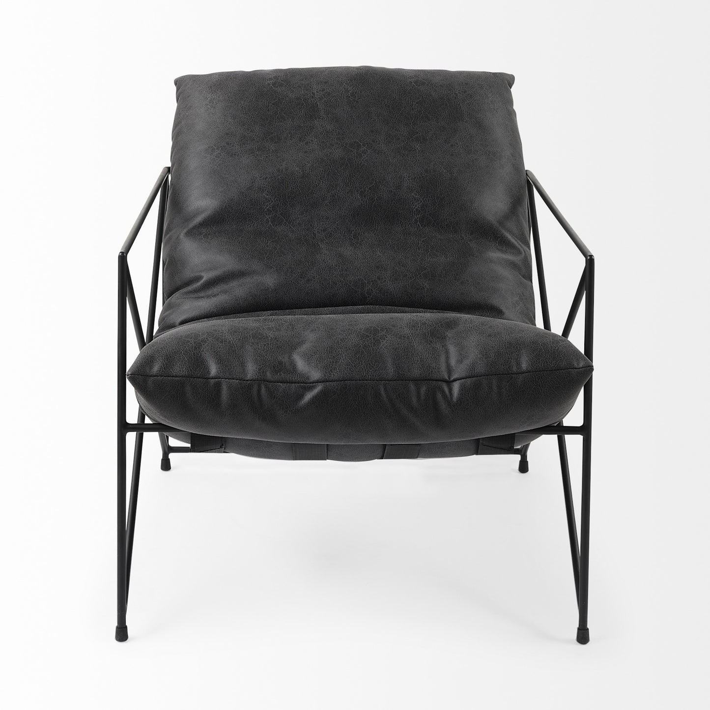 Black Faux Leather Contemporary Metal Chair