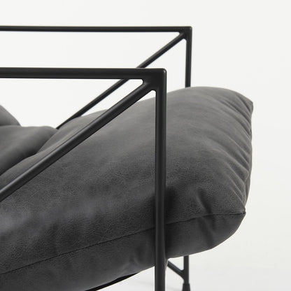 30" Black Faux Leather Distressed Wingback Chair