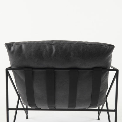 30" Black Faux Leather Distressed Wingback Chair