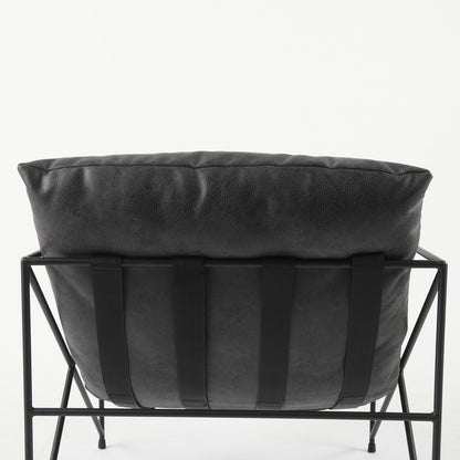 30" Black Faux Leather Distressed Wingback Chair