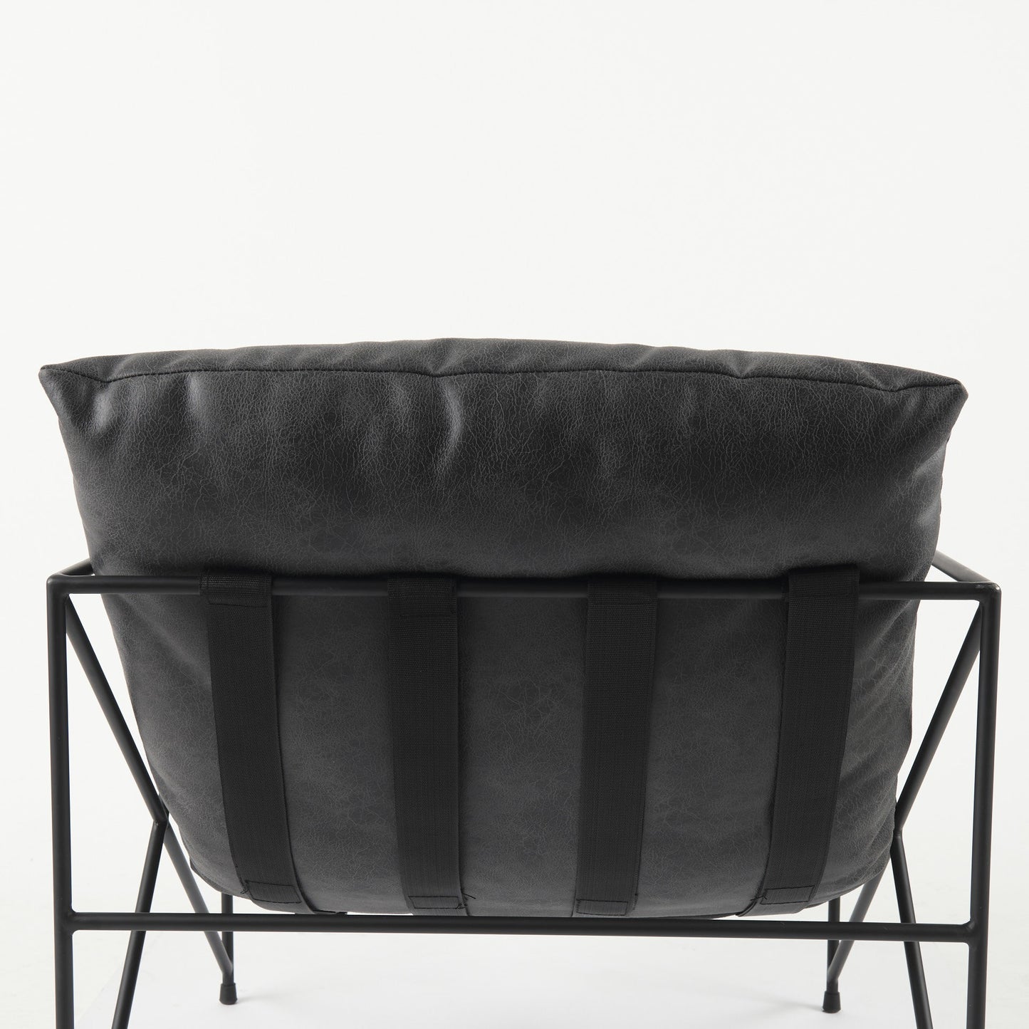 Black Faux Leather Contemporary Metal Chair