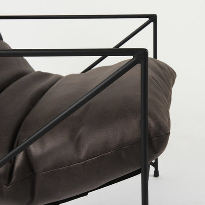 30" Black Faux Leather Distressed Wingback Chair