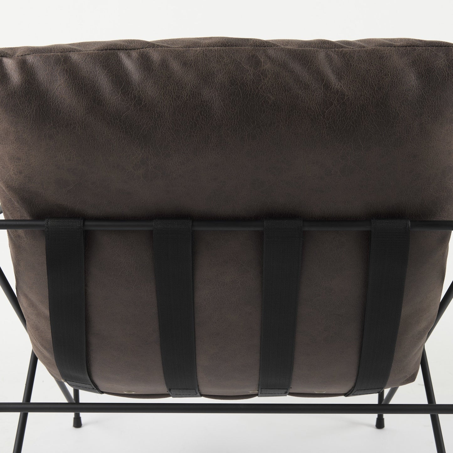 Dark Brown Faux Leather Contemporary Metal Chair