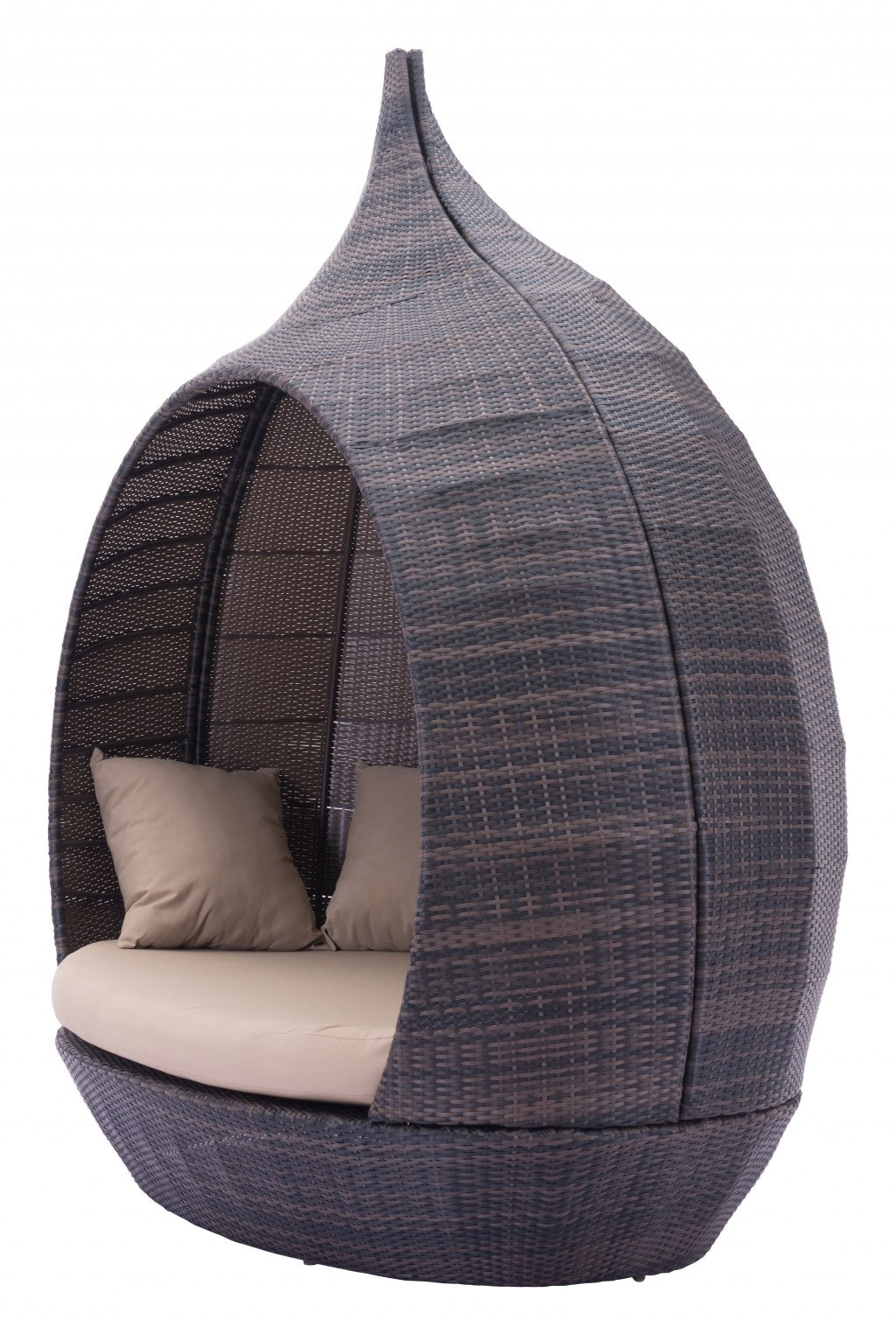 Teardrop Shaped Brown and Beige Daybed