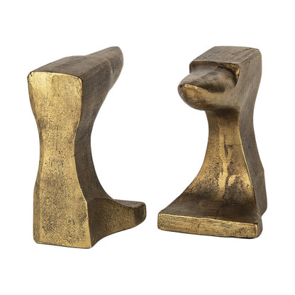 Set of Two 6" Gold Metal Decorative Bookends