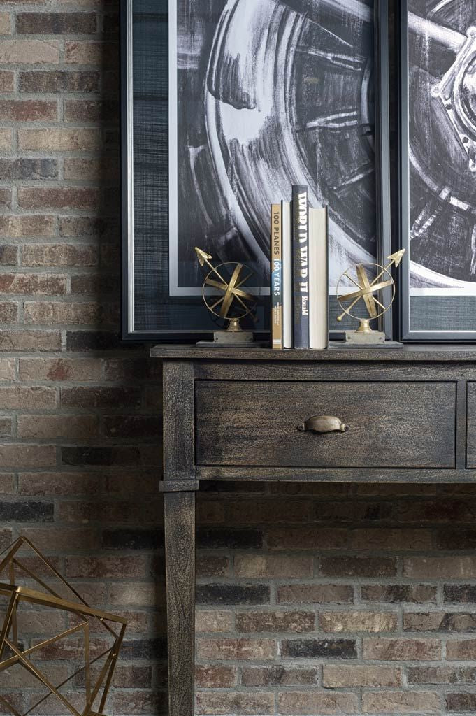 Set of Two Gold Metal Sphere Compass Decorative Bookends