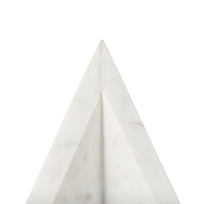 Set of Two White Marble Triangle Decorative Bookends