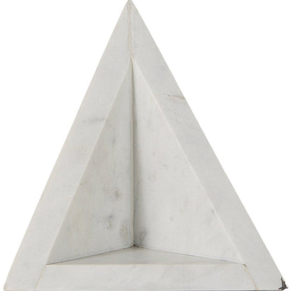 Set of Two White Marble Triangle Decorative Bookends