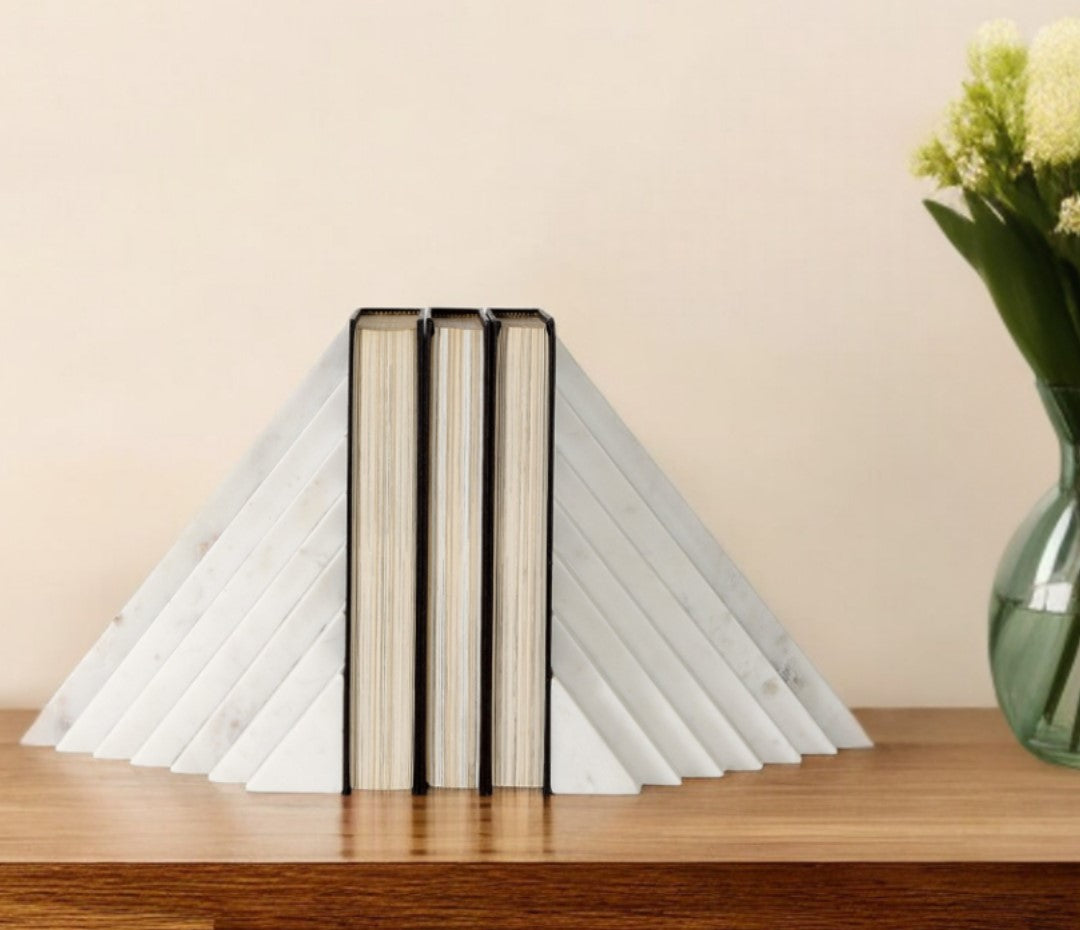 3D Modern Stepped Triangle Marble Bookends