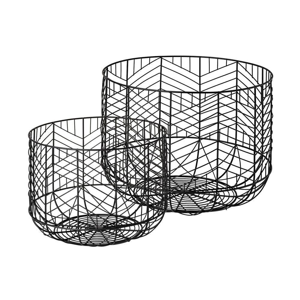 Set of Two Black Metal Tabletop Sculpture