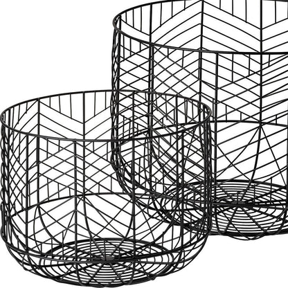 Set of Two Black Metal Tabletop Sculpture